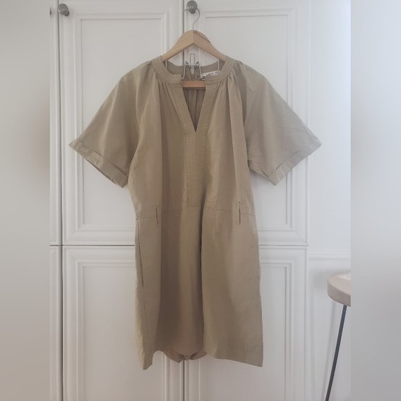 MNG mango khaki safari romper jumpsuit sz  L - Picture 2 of 12